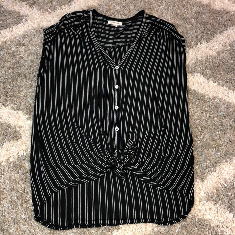Max Studio black & white  striped sleeveless top